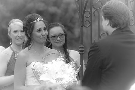 Photo of the bride during the ceremony bride looking at the groom during the wedding ceremony in Tennessee