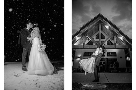 Bride & Groom in the dark while it's snowing Bride & Groom in the dark while it's snowing