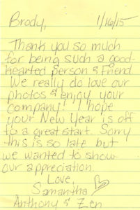 Image of a "Thank You" note